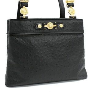 Versace Sunburst Crocodile Leather Shoulder Handbag Black